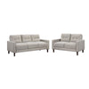 Bow 2pc Sofa Set w/ Track Arms & Tapered Legs | Beige Grid Tufted Fabric