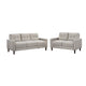 Bow 2pc Sofa Set w/ Track Arms & Tapered Legs | Beige Grid Tufted Fabric