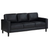 Rumi 2pc Sofa & Loveseat Set | Modern Track Arms | Black Faux Leather BM337803