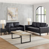 Rumi 2pc Sofa & Loveseat Set | Modern Track Arms | Black Faux Leather