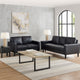 Rumi 2pc Sofa & Loveseat Set | Modern Track Arms | Black Faux Leather