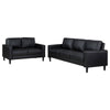 Rumi 2pc Sofa & Loveseat Set | Modern Track Arms | Black Faux Leather BM337803
