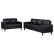Rumi 2pc Sofa & Loveseat Set | Modern Track Arms | Black Faux Leather BM337803