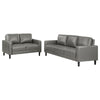 Rumi 2pc Sofa & Loveseat Set | Modern Track Arms | Gray Faux Leather