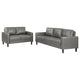 Rumi 2pc Sofa & Loveseat Set | Modern Track Arms | Gray Faux Leather