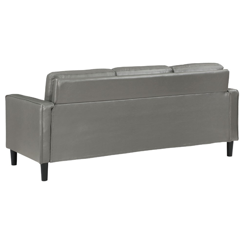 Rumi 2pc Sofa & Loveseat Set | Modern Track Arms | Gray Faux Leather BM337805