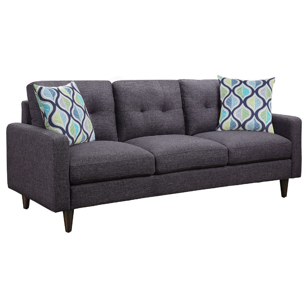 Nevile 2 Piece Track Arm Sofa & Loveseat Set | 4 Pillows | Gray Tufted BM337811