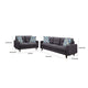 Nevile 2 Piece Track Arm Sofa & Loveseat Set | 4 Pillows | Gray Tufted BM337811