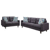 Nevile 2 Piece Track Arm Sofa & Loveseat Set | 4 Pillows | Gray Tufted