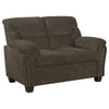 Clemen 2 Piece Sofa & Loveseat Set | Brown Chenille | Nailhead Trim BM337813