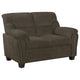 Clemen 2 Piece Sofa & Loveseat Set | Brown Chenille | Nailhead Trim BM337813