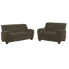 Clemen 2 Piece Sofa & Loveseat Set | Brown Chenille | Nailhead Trim