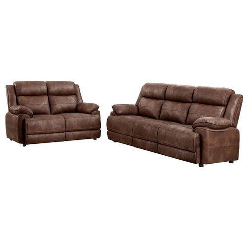 Ellen 2 Piece Sofa & Loveseat Set | Brown Faux Leather