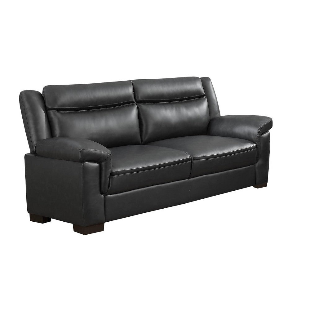 Araba 2 Piece Sofa & Loveseat Set | Gray | Faux Leather BM337817