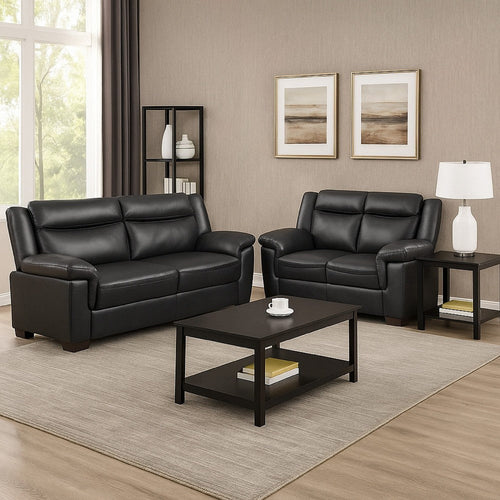 Araba 2 Piece Sofa & Loveseat Set | Gray | Faux Leather