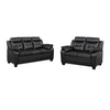 Finie 2 Piece Sofa & Loveseat Set | Black Faux Leather | Soft Foam