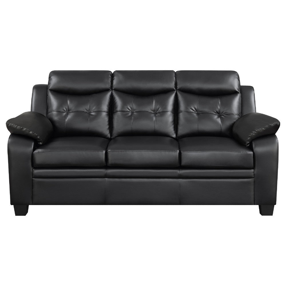Finie 2 Piece Sofa & Loveseat Set | Black Faux Leather | Soft Foam BM337819