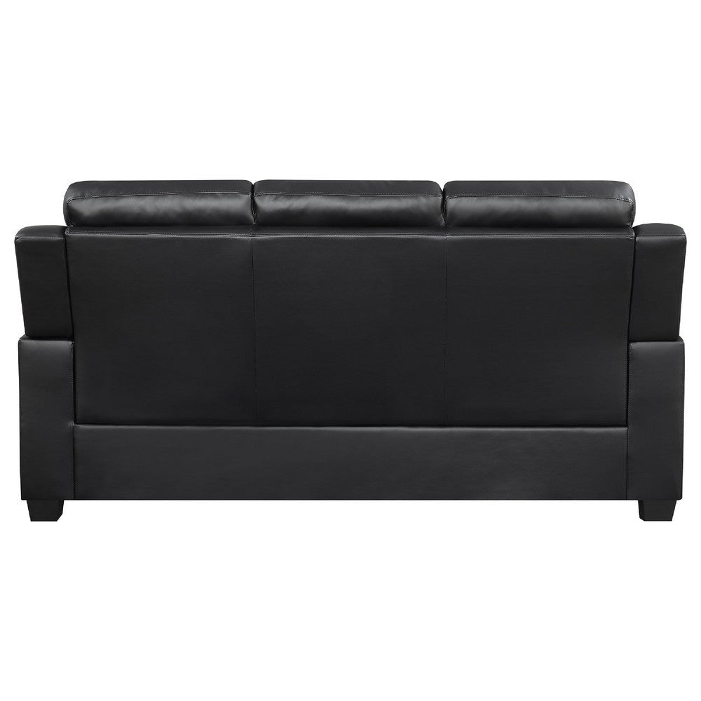 Finie 2 Piece Sofa & Loveseat Set | Black Faux Leather | Soft Foam BM337819
