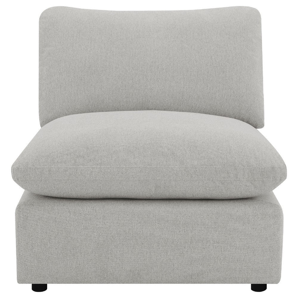 Biny Modular Armless Chair | Light Gray | Plush Foam Cushions BM337821