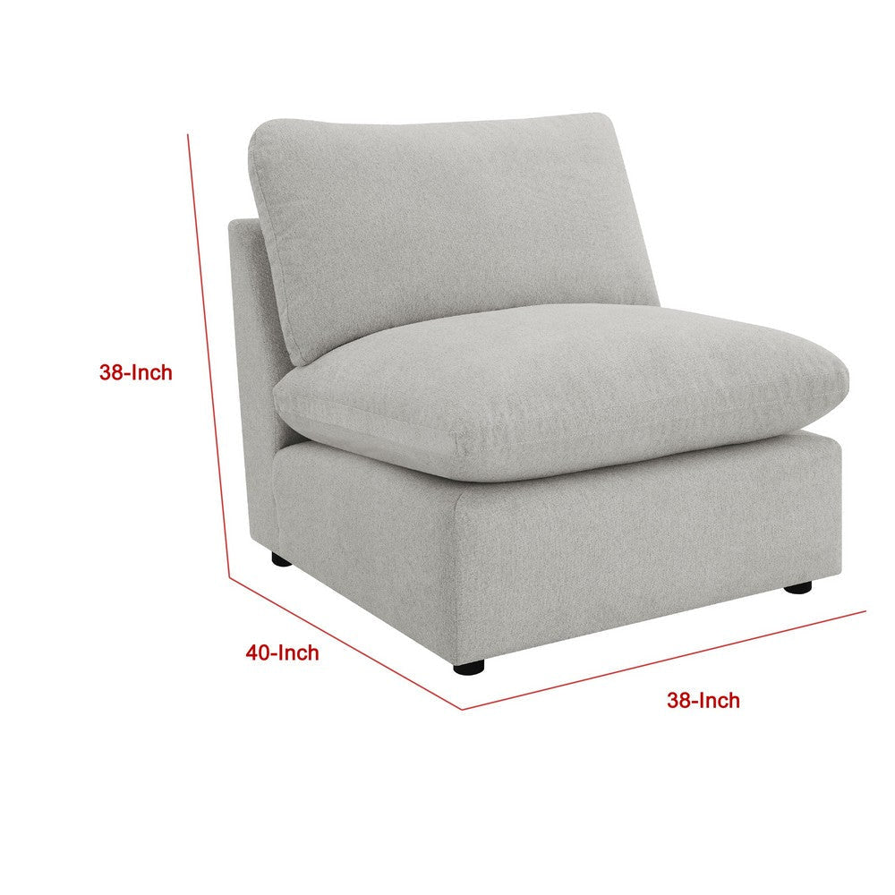 Biny Modular Armless Chair | Light Gray | Plush Foam Cushions BM337821