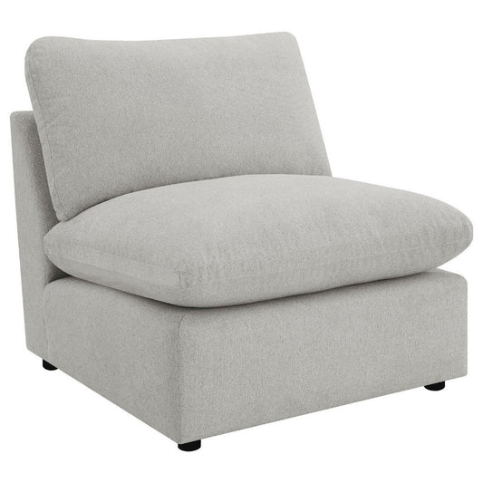 Biny Modular Armless Chair | Light Gray | Plush Foam Cushions