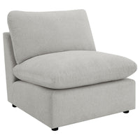 Biny Modular Armless Chair | Light Gray | Plush Foam Cushions