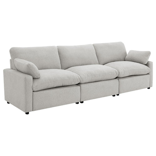 Biny Modular Power Reclining Sofa | 2 Pillows | Light Gray | 124"