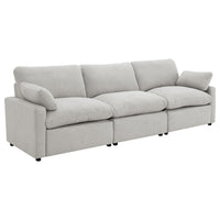 Biny Modular Power Reclining Sofa | 2 Pillows | Light Gray | 124"