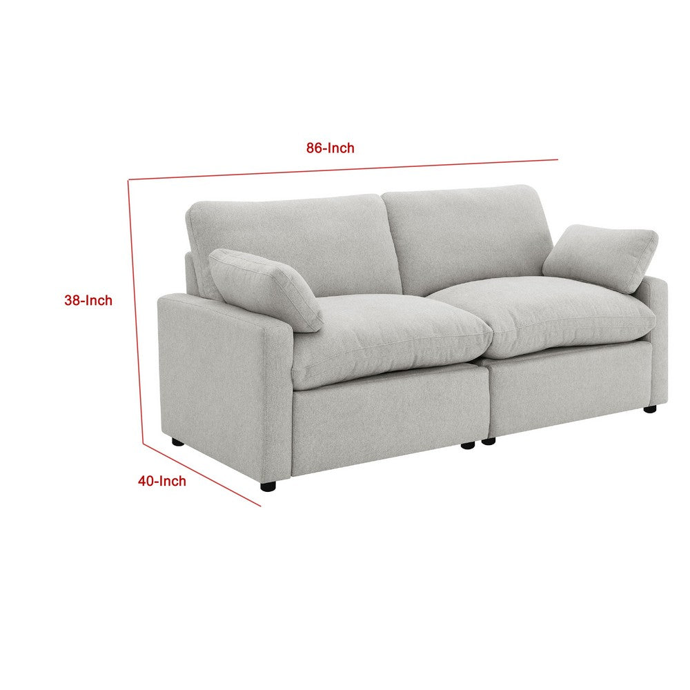 Biny Modular Power Recliner Loveseat | 2 Pillows | Light Gray 86"
