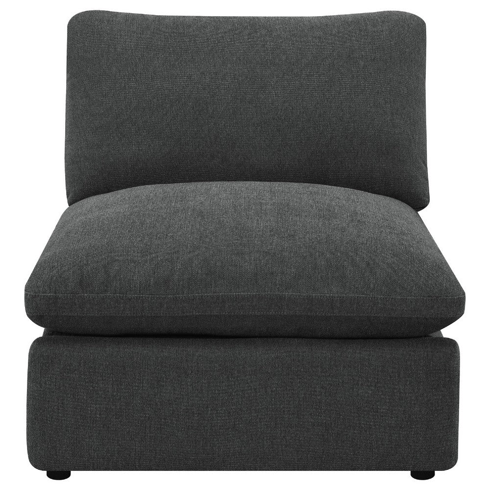 Biny Modular Armless Chair | Dark Gray | Plush Foam Cushions