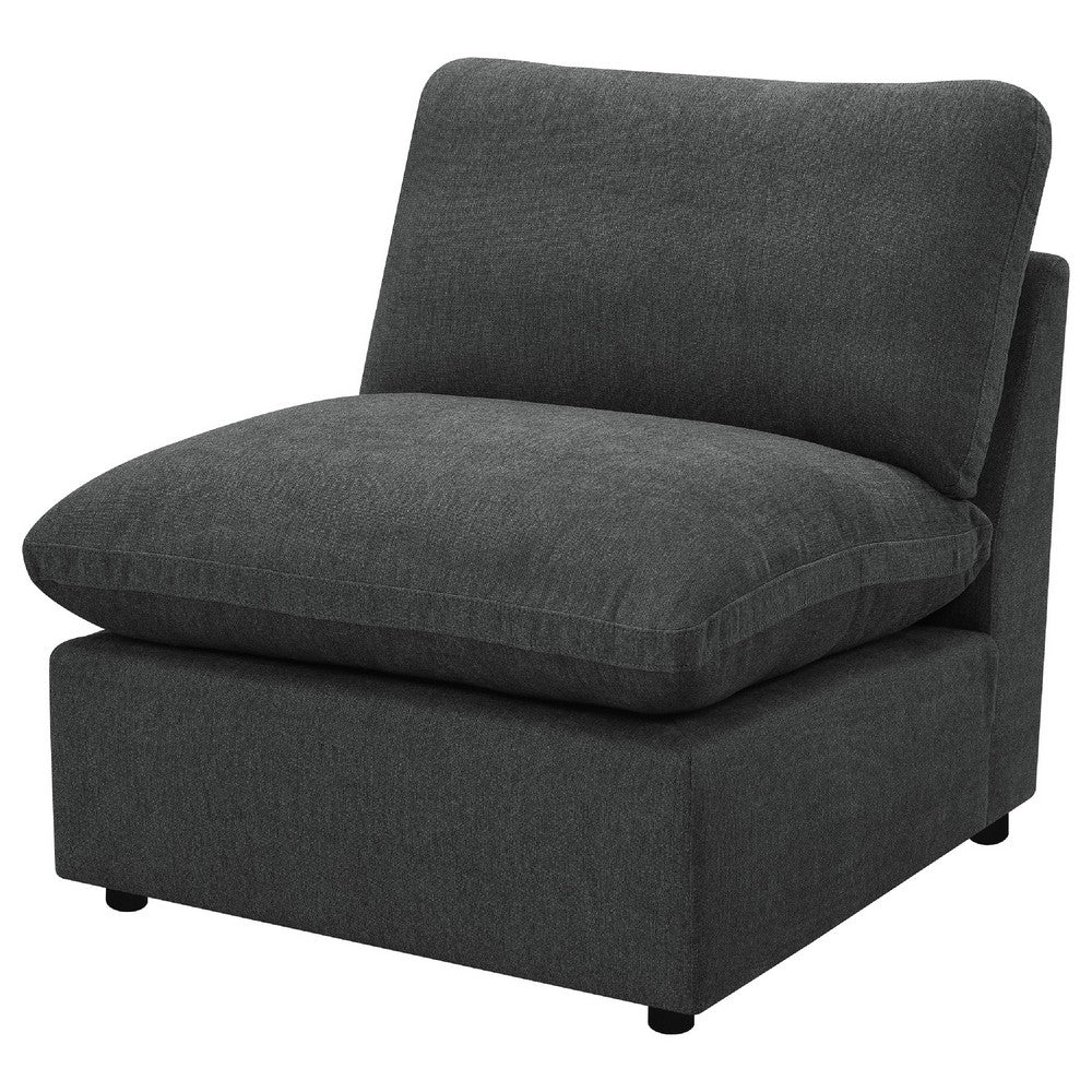 Biny Modular Armless Chair | Dark Gray | Plush Foam Cushions