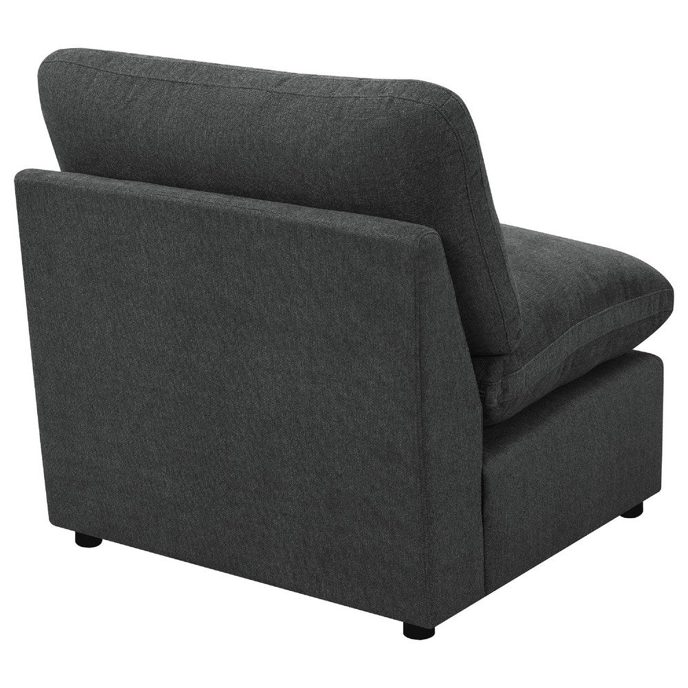 Biny Modular Armless Chair | Dark Gray | Plush Foam Cushions