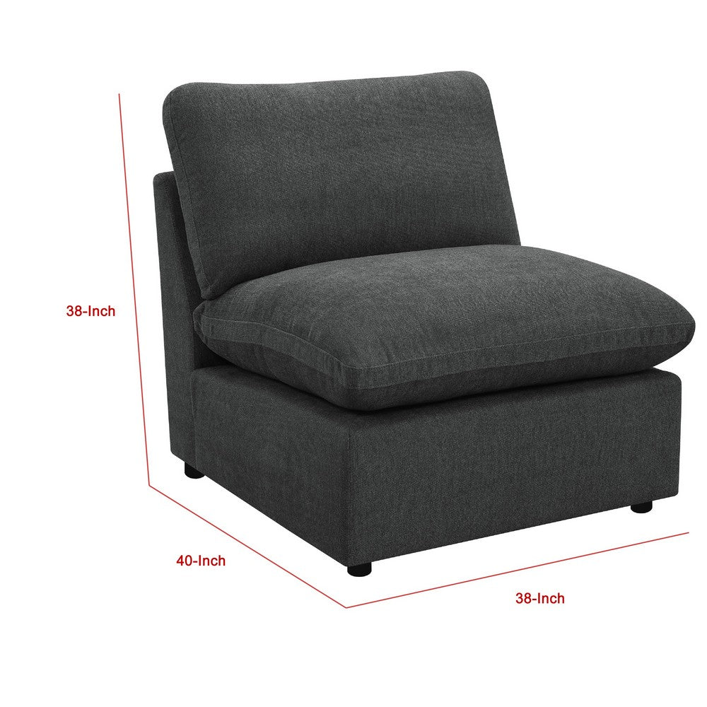 Biny Modular Armless Chair | Dark Gray | Plush Foam Cushions