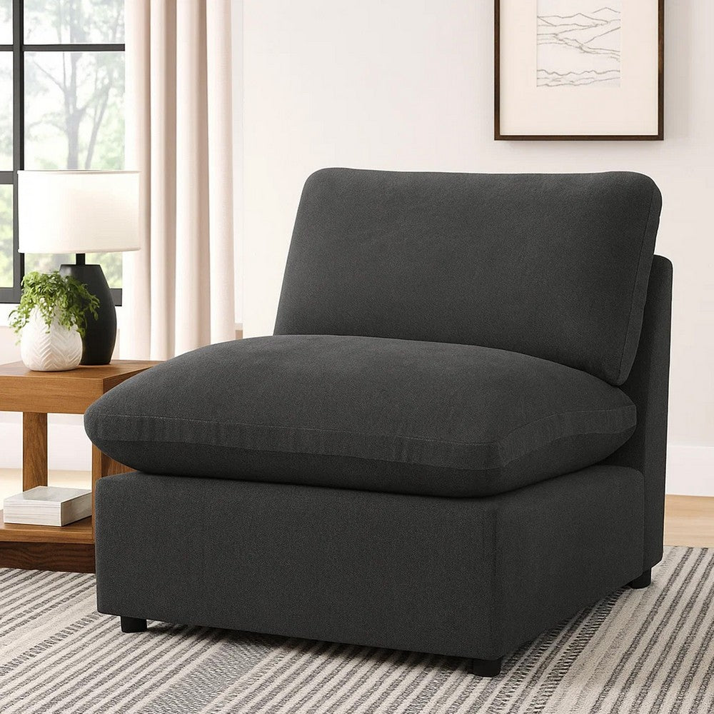 Biny Modular Armless Chair | Dark Gray | Plush Foam Cushions