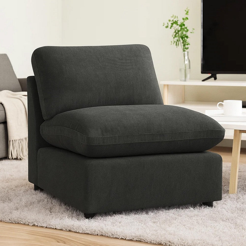Biny Modular Armless Chair | Dark Gray | Plush Foam Cushions