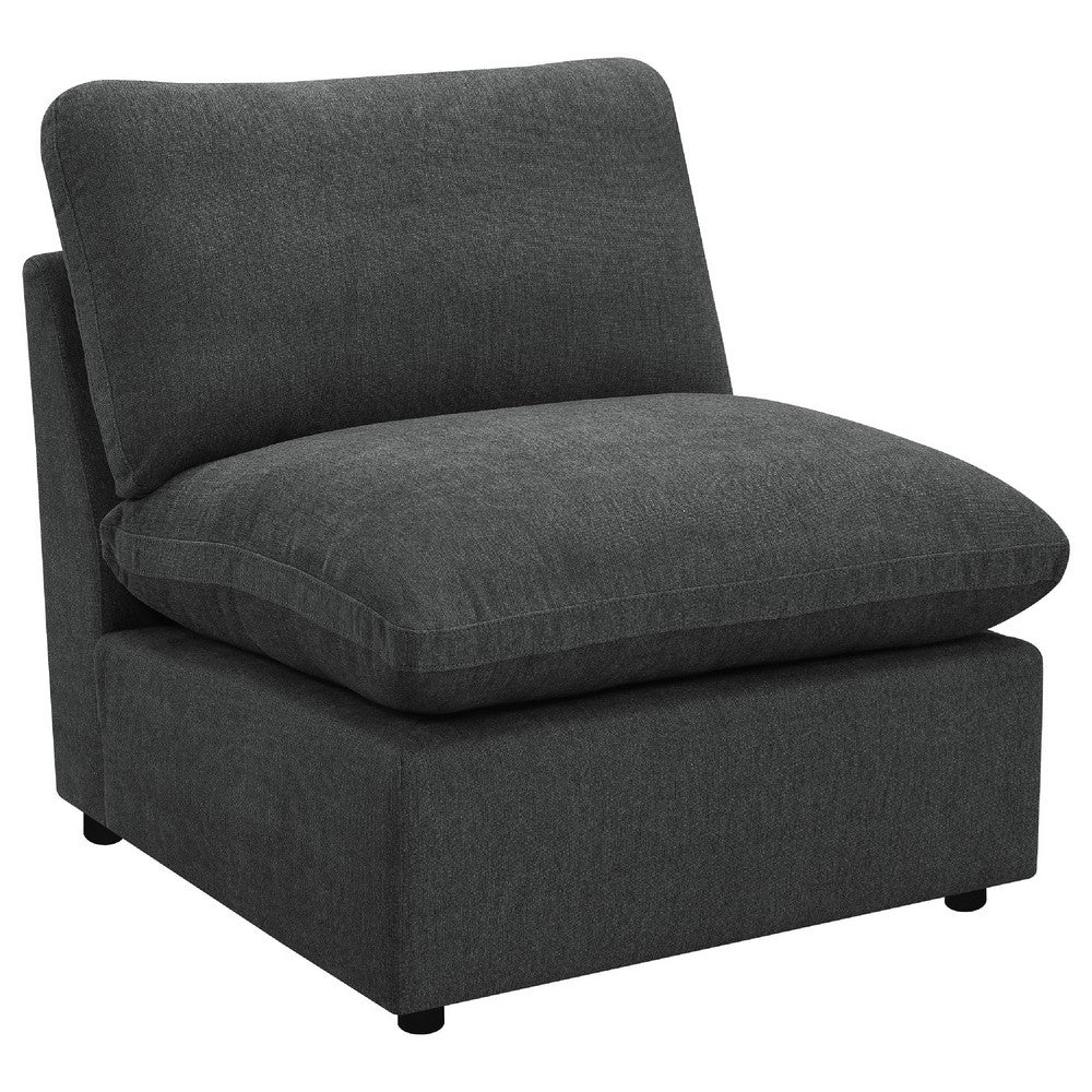 Biny Modular Armless Chair | Dark Gray | Plush Foam Cushions