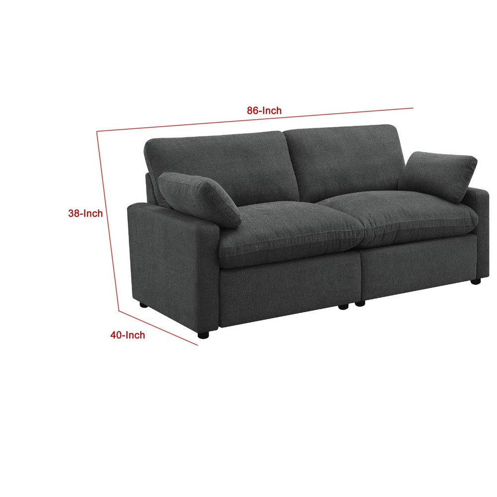 Biny Modular Power Reclining Loveseat | 2 Pillows | Dark Gray | 86"