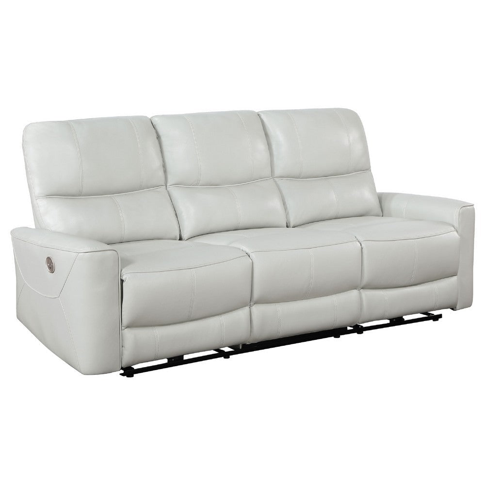 Lima 2pc Power Reclining Sofa & Loveseat Set | Ivory Faux Leather BM337827