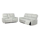 Lima 2pc Power Reclining Sofa & Loveseat Set | Ivory Faux Leather