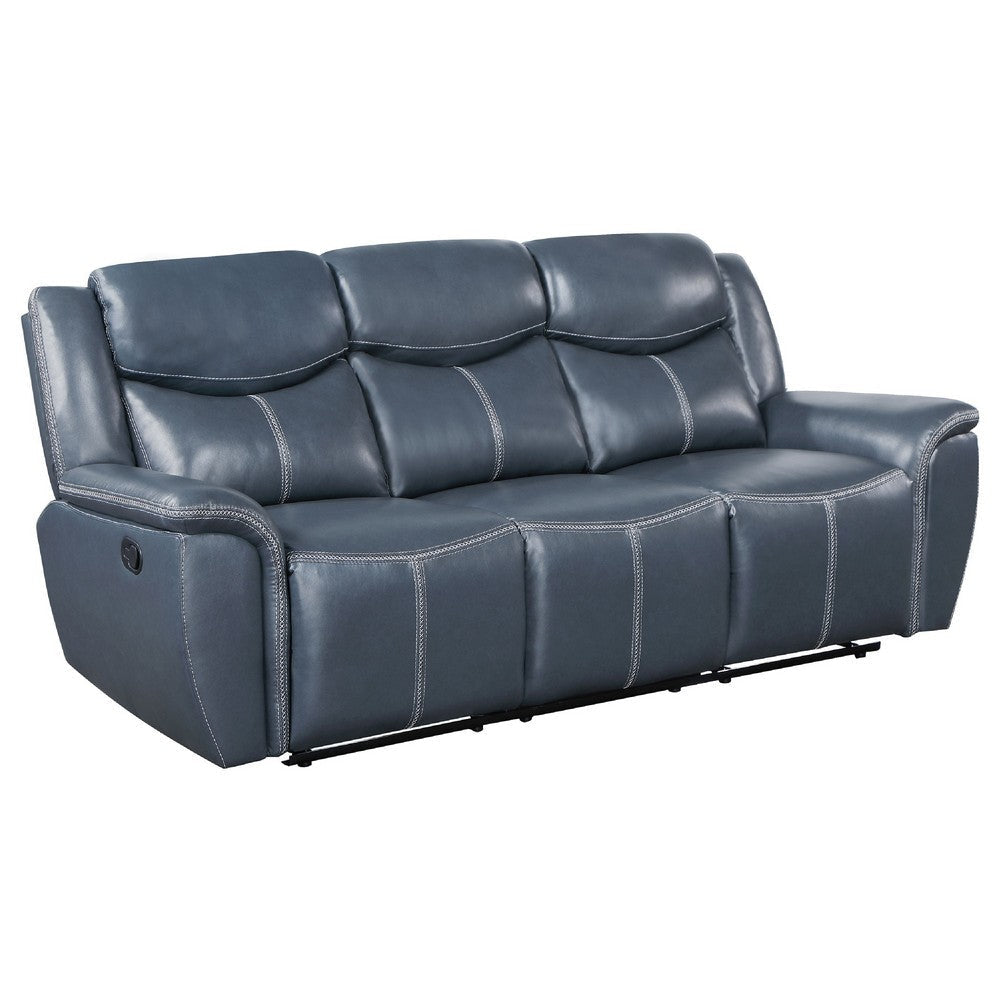 Eleni 2pc Power Reclining Sofa & Loveseat Set | Blue Faux Leather BM337831