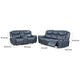 Eleni 2pc Power Reclining Sofa & Loveseat Set | Blue Faux Leather BM337831
