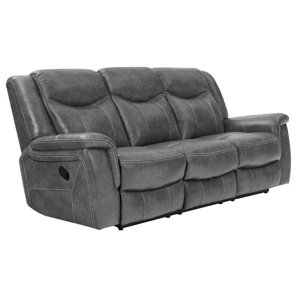 Conie 2pc Manual Recliner Sofa & Loveseat Set | Gray Faux Leather BM337833