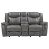 Conie 2pc Manual Recliner Sofa & Loveseat Set | Gray Faux Leather BM337833