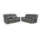 Conie 2pc Manual Recliner Sofa & Loveseat Set | Gray Faux Leather