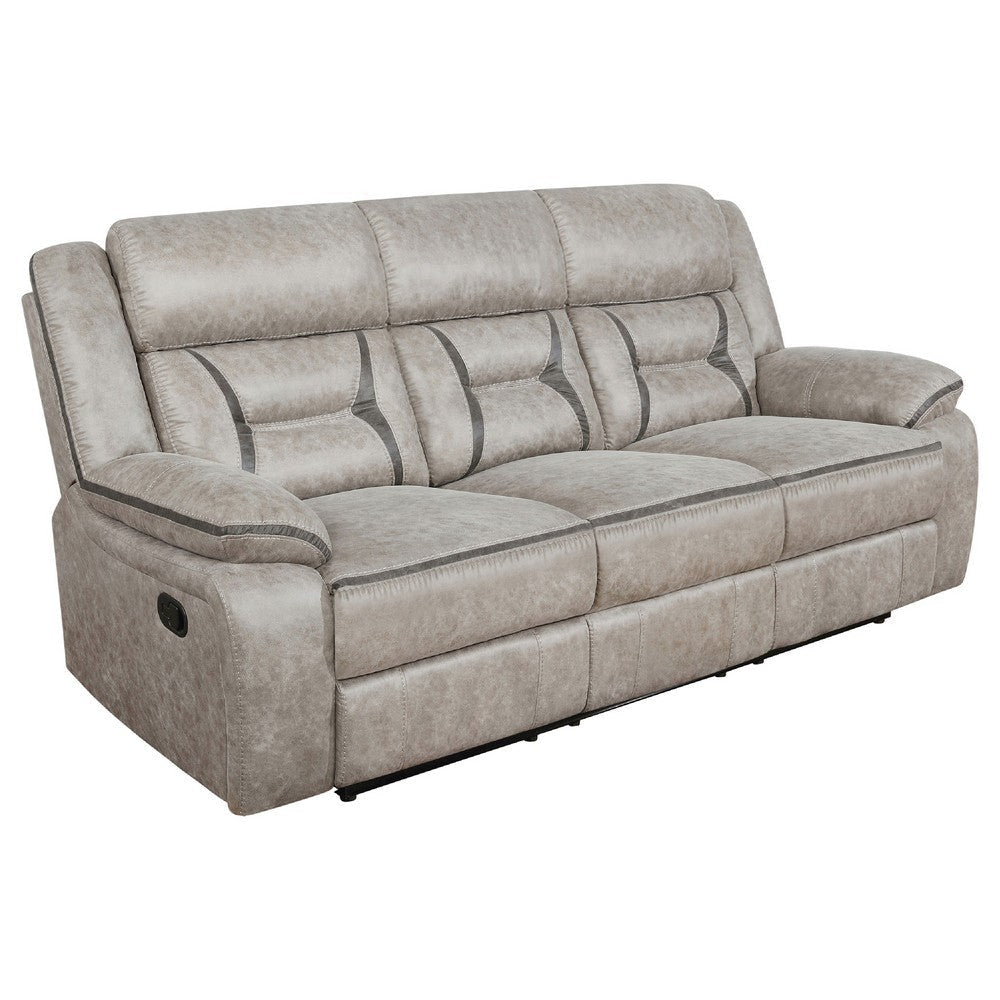 Garie 2pc Manual Reclining Sofa & Loveseat Set | Taupe Faux Leather BM337835