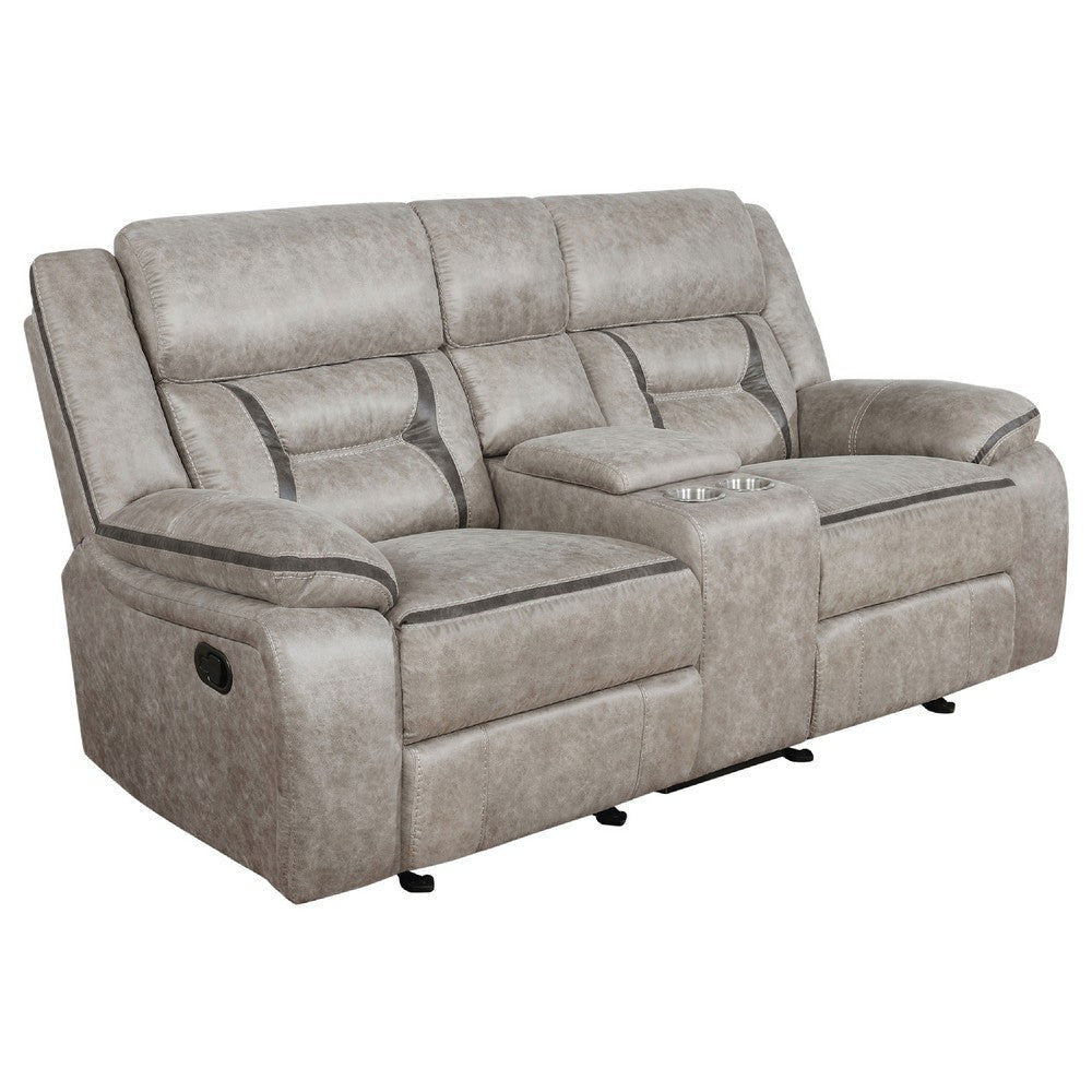 Garie 2pc Manual Reclining Sofa & Loveseat Set | Taupe Faux Leather BM337835