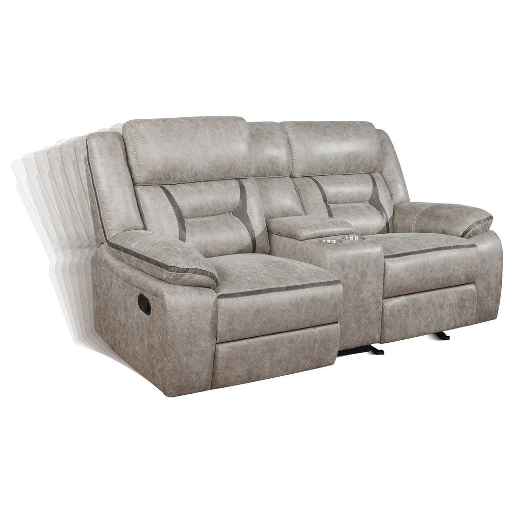 Garie 2pc Manual Reclining Sofa & Loveseat Set | Taupe Faux Leather BM337835
