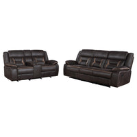 Garie 2pc Manual Reclining Sofa & Loveseat Set | Brown Faux Leather