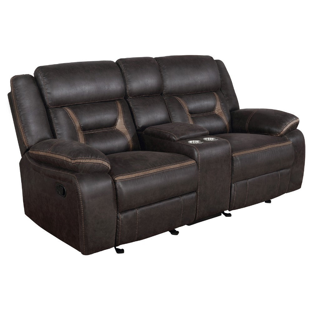 Garie 2pc Manual Reclining Sofa & Loveseat Set | Brown Faux Leather BM337837