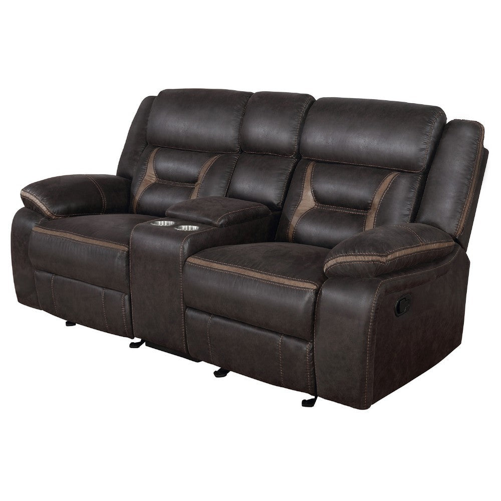 Garie 2pc Manual Reclining Sofa & Loveseat Set | Brown Faux Leather BM337837
